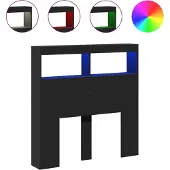 vidaXL Tête de lit LED avec étagères Noir 100x17x102 cm