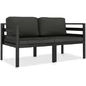 vidaXL Ensemble de canapé de jardin 2 pièces avec coussins Aluminium Anthracite