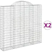 vidaXL Gabions avec arc surélevé 2 pcs. 200x30x180/200cm Fer galvanisé