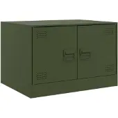 vidaXL Table basse vert olive 67x50x44 cm acier