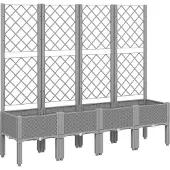 vidaXL Jardinière avec treillis gris clair 160x40x142 cm PP