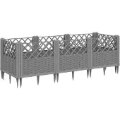 vidaXL Jardinière avec piquets gris clair 123,5x43,5x43,5 cm PP