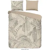 Muller Textil Enveloppe de couette "feuilles" - Sand - (240x200/220 cm) - Coton