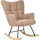 Beliani Fauteuil À Bascule Oulu Bouclé Beige Sable