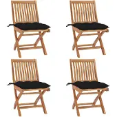 vidaXL Chaises de jardin pliantes avec coussins 4 pcs. Bois massif teck