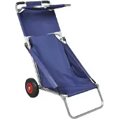 vidaXL Chariot de plage à roulettes Portable Pliable Bleu