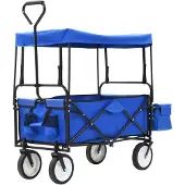 vidaXL Handcart faltbar mit Luifel -Stahlblau