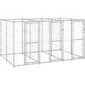 vidaXL Chenil extérieur Acier galvanisé 7,26 m²