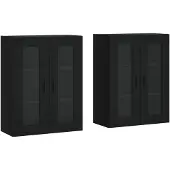 vidaXL Armoires murales 2 pcs noir bois d'ingénierie
