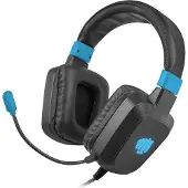Natec Casque audio NFU-1584 filaire avec arceau pour le jeu, noir et bleu.