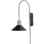 Beliani Lampe murale Noir Argent Acier 1 Lumière Abat-jour cône Moderne Industriel Salon Chambre à coucher