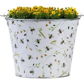 Esschert Design Cache pot seau en zinc 27 cm imprimés abeilles