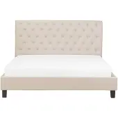 Beliani bed Lit double beige rembourré 180 x 200 cm avec cadre et tête de lit matelassée avec rivets