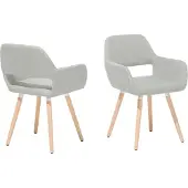 Beliani Jeu de 2 chaises gris rembourrées pieds en bois salon salle à manger rétro style transitionnel