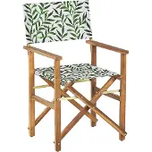 Beliani Lot de 2 chaises de jardin en bois d'acacia clair housse en tissu gris housse de remplacement avec motif de feuilles chaise pliante