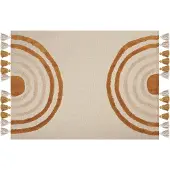 Beliani Couverture Mathura Coton 130 X 180 Cm Beige