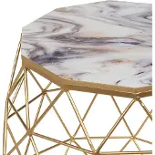 Beliani Table basse avec cadre en fer doré Plateau en MDF effet marbre salon élégant