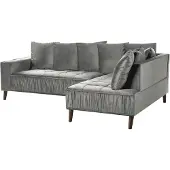 Beliani Canapé D'angle Grena Gris Clair Velours Côté Gauche