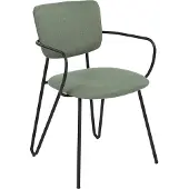 Beliani Lot de 2 chaises de salle à manger tissu polyester vert foncé pieds en métal noir dossier arrondi design moderne