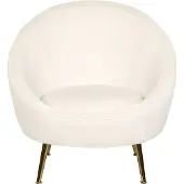 Beliani Fauteuil Langa Velours Blanc Cassé