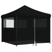 vidaXL Tente de réception pliable Pop-Up avec 4 panneaux latéraux noir