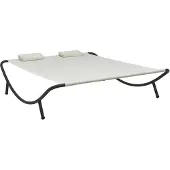 vidaXL Lit lounge d'extérieur tissu blanc crème