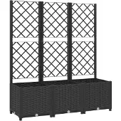 vidaXL Jardinière de jardin avec treillis Noir 120 x 40 x 136 cm PP