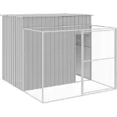 vidaXL niche pour chien avec parcours 214x253x181 cm acier gris clair