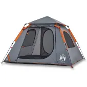 vidaXL Tente de camping dôme 4 personnes Gris et orange Quick Release