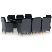 vidaXL Salon de jardin avec coussins Poly Rattan Garniture Set de salle à manger