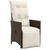 vidaXL Fauteuil de jardin Réglable avec coussins Marron Poly Rattan