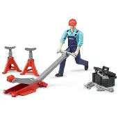 BRUDER Figurine - - Set mécanicien Bworld - Multicolore - 3D articulée - Accessoires inclus