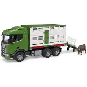 BRUDER 03548 - Scania Super 560R Camion de transport d'animaux avec 1 bovin - 1:16 Véhicules, Camions, Remorques de bétail, Jouets à partir de 4 ans