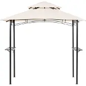 Beliani Gazebo Tissu beige Acier noir 240 x148 cm Structure métallique Auvent avec crochets et étagères Pavillon de jardin tente gazebo