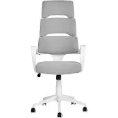Beliani Siège de bureau gris rembourré pivotant avec roulettes hauteur réglable dossier en forme