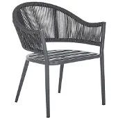Beliani Jeu de 2 chaises de jardin en métal gris avec coussin moderne en corde tressée