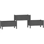 vidaXL Jardinière Gris 245,5x44x75 cm Bois massif de pin