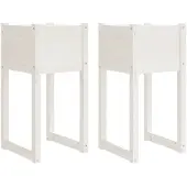 vidaXL Jardinières 2 pcs Blanc 40x40x81 cm Bois massif de pin