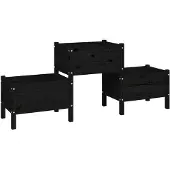 vidaXL Jardinière Noir 178,5x44x75 cm Bois massif de pin
