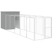 vidaXL Niche pour chiens avec enclos Gris clair 165x659x181 cm Acier galvanisé