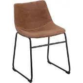 Beliani Ensemble de 2 chaises de salle à manger revêtement en polyester marron pieds en métal noir salle à manger moderne de style industriel