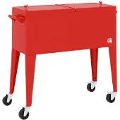 vidaXL Chariot réfrigéré à roulettes rouge 92x43x89 cm