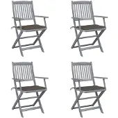 vidaXL Chaises de jardin pliantes 4 pièces avec coussin en bois massif d'acacia