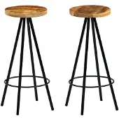 vidaXL Tabouret de bar 2 pcs. Bois massif de manguier