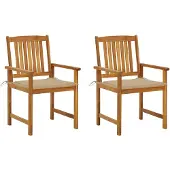 vidaXL Chaises de régie avec coussin 2 pcs. Bois d'acacia massif