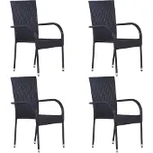 vidaXL Chaise de jardin Empilable Poly Rattan Chaise de jardin