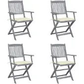 vidaXL Chaises de jardin pliantes 4 pièces avec coussin en bois massif d'acacia
