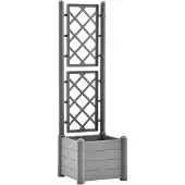 vidaXL Jardinière avec treillis 43x43x142 cm PP Gris pierre