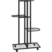 vidaXL Jardinière à 4 niveaux avec roues 44x23x80 cm Noir Fer