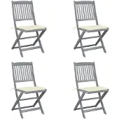 vidaXL Chaises de jardin pliantes 4 pièces avec coussins en bois massif d'acacia